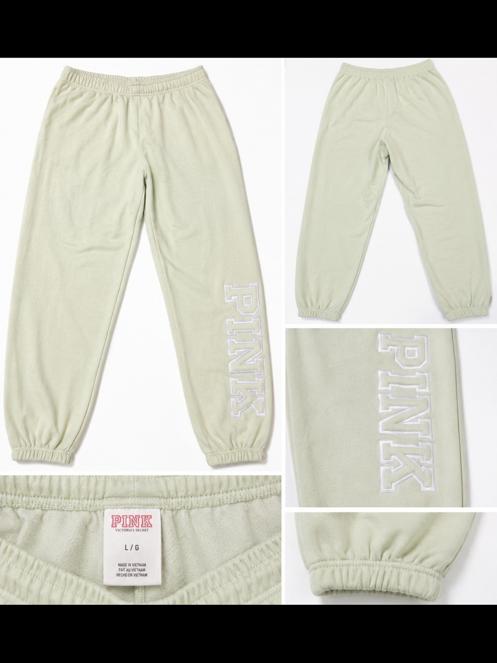 Victoria's Secret PINK Light Mint Green Logo Jogger Sweatpants Women's Large